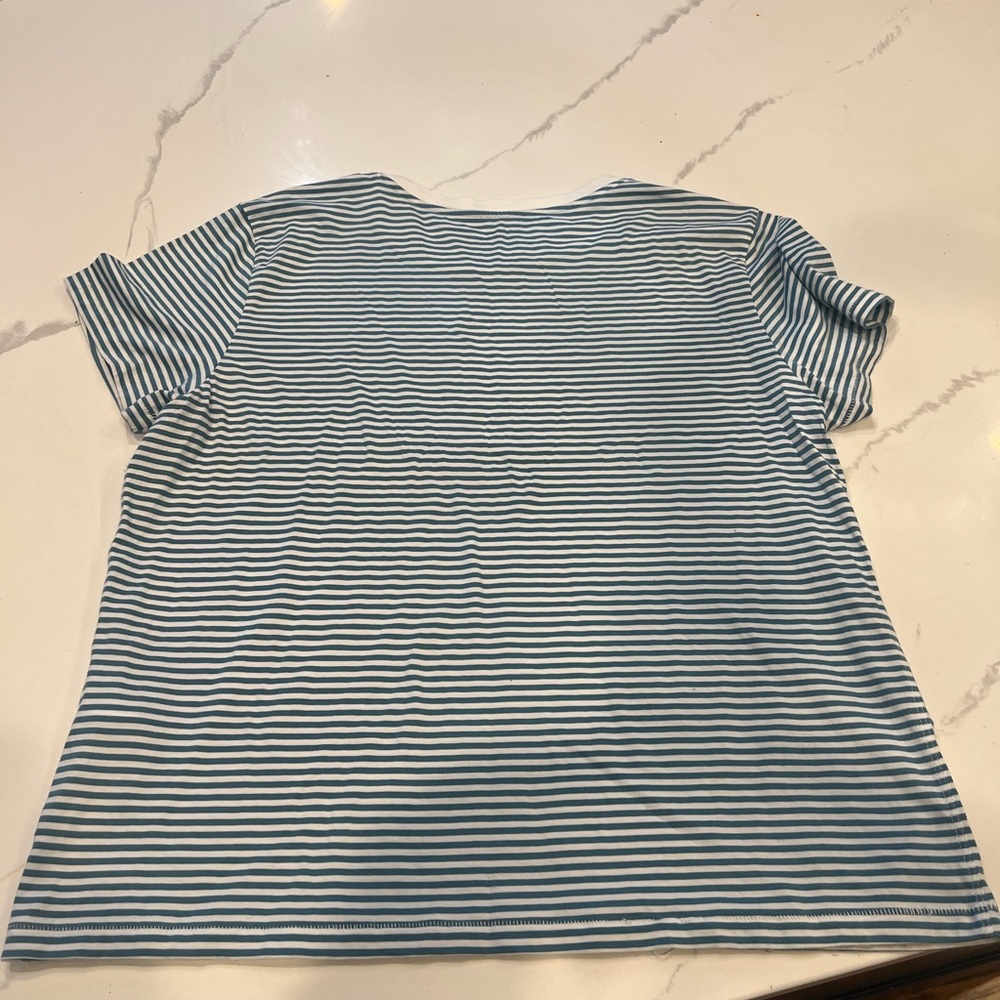 FRAME Denim Teal and White Striped Top - Women’s XL